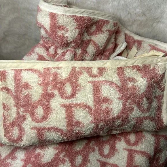 Dior cute pink and cream terry large drawstring bucket bag with pouch - Picture 13 of 17